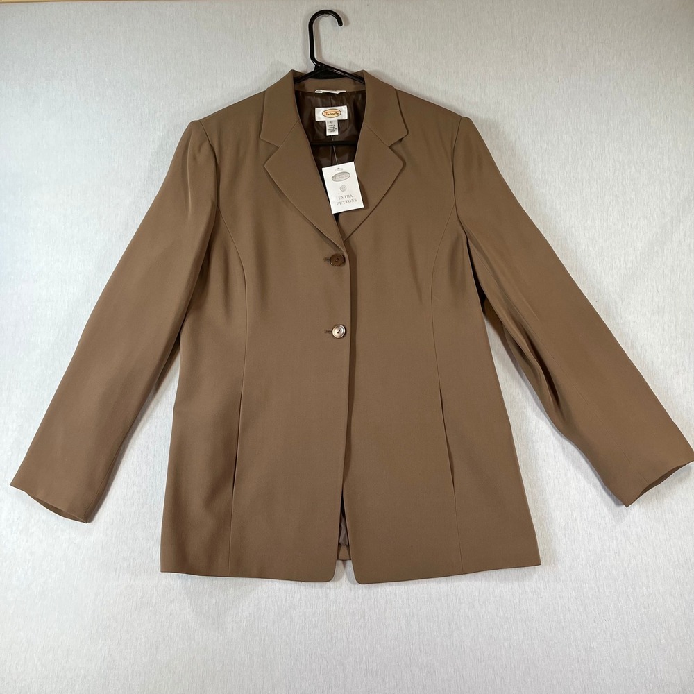 NEW Talbots Pure Silk Blazer Women 12 Light Brown Two Button Professional NWT